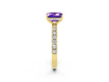 Yellow gold Emerald Cut Tanzanite Pave Band Solitaire Ring with Four-Prong Setting_26