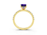 Yellow gold Emerald Cut Tanzanite Pave Band Solitaire Ring with Four-Prong Setting_27