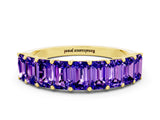 Yellow gold Emerald Cut Tanzanite Prong-Set Eternity Band_6
