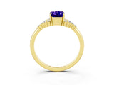 Yellow gold Emerald Cut Tanzanite Ring with Side Stones and Four-Prong Setting_39