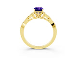Yellow gold Emerald Cut Tanzanite Solitaire Celtic Knot Ring with Four-Prong Setting_15