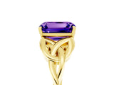 Yellow gold Emerald Cut Tanzanite Solitaire Celtic Knot Ring with Four-Prong Setting_17
