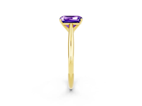 Yellow gold Emerald Cut Tanzanite Solitaire Engagement Ring with Cathedral Setting and Four-Prong Mount_14