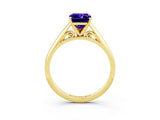 Yellow gold Emerald Cut Tanzanite Solitaire Engagement Ring with Cathedral Setting and Four-Prong Mount_27