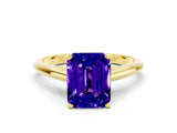 Yellow gold Emerald Cut Tanzanite Solitaire Engagement Ring with Cathedral Setting and Four-Prong Mount_30