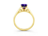 Yellow gold Emerald Cut Tanzanite Solitaire Engagement Ring with Cathedral Setting and Four-Prong Mount_33