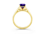 Yellow gold Emerald Cut Tanzanite Solitaire Engagement Ring with Cathedral Setting and Four-Prong Mount_69