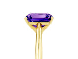Yellow gold Emerald Cut Tanzanite Solitaire Engagement Ring with Cathedral Setting and Four-Prong Mount_71