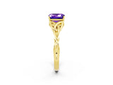 Yellow gold Emerald Cut Tanzanite Solitaire Engagement Ring with Celtic Knot Band and Four-Prong Setting_2
