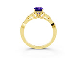 Yellow gold Emerald Cut Tanzanite Solitaire Engagement Ring with Celtic Knot Band and Four-Prong Setting_3