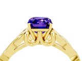 Yellow gold Emerald Cut Tanzanite Solitaire Engagement Ring with Celtic Knot Band and Four-Prong Setting_4