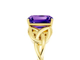 Yellow gold Emerald Cut Tanzanite Solitaire Engagement Ring with Celtic Knot Band and Four-Prong Setting_5