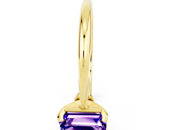 Yellow gold Emerald Cut Tanzanite Solitaire Engagement Ring with Classic Band and Four-Prong Setting
