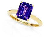 Yellow gold Emerald Cut Tanzanite Solitaire Engagement Ring with Classic Band and Four-Prong Setting_25