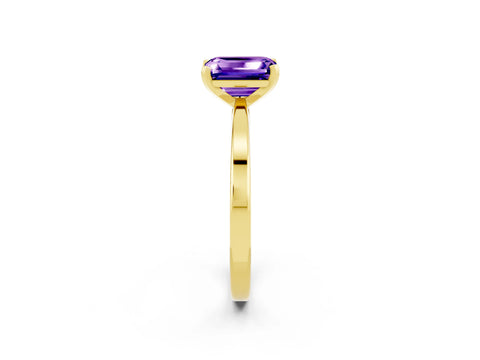 Yellow gold Emerald Cut Tanzanite Solitaire Engagement Ring with Classic Band and Four-Prong Setting_26