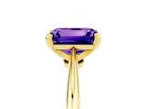 Yellow gold Emerald Cut Tanzanite Solitaire Engagement Ring with Classic Band and Four-Prong Setting_29