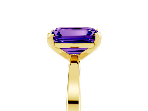 Yellow gold Emerald Cut Tanzanite Solitaire Engagement Ring with Classic Band and Four-Prong Setting_29