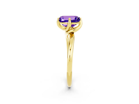 Yellow gold Emerald Cut Tanzanite Solitaire Engagement Ring with Four-Prong Setting and Classic Band_14