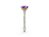 Yellow gold Emerald Cut Tanzanite Solitaire Engagement Ring with Pavé Band and Four-Prong Setting_2
