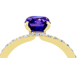 Yellow gold Emerald Cut Tanzanite Solitaire Engagement Ring with Pavé Band and Four-Prong Setting_4