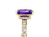 Yellow gold Emerald Cut Tanzanite Solitaire Engagement Ring with Pavé Band and Four-Prong Setting_5