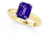 Yellow gold Emerald Cut Tanzanite Solitaire Engagement Ring with Round Band and Four-Prong Setting_1