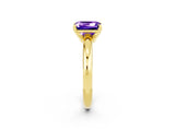 Yellow gold Emerald Cut Tanzanite Solitaire Engagement Ring with Round Band and Four-Prong Setting_2