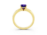 Yellow gold Emerald Cut Tanzanite Solitaire Engagement Ring with Round Band and Four-Prong Setting_3