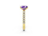 Yellow gold Emerald Cut Tanzanite Solitaire Pavé Band with Four-Prong Setting_2