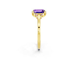 Yellow gold Emerald Cut Tanzanite Solitaire Ring with Flower Prong Setting and Classic Band_38