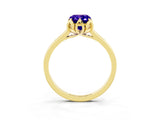 Yellow gold Emerald Cut Tanzanite Solitaire Ring with Flower Prong Setting and Classic Band_39