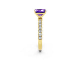Yellow gold Emerald Cut Tanzanite Solitaire Ring with Pavé Accents and Four-Prong Setting_2