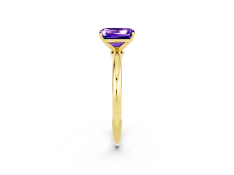 Yellow gold Emerald Cut Tanzanite Solitaire Ring with Six-Prong Setting and Classic Band_2