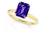 Yellow gold Emerald Cut Tanzanite Solitaire Ring with Thin Band and Four-Prong Setting_13