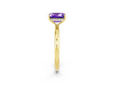 Yellow gold Emerald Cut Tanzanite Solitaire Ring with Thin Band and Four-Prong Setting_14