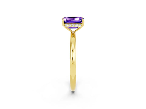 Yellow gold Emerald Cut Tanzanite Solitaire Ring with Thin Band and Four-Prong Setting_14