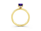Yellow gold Emerald Cut Tanzanite Solitaire Ring with Thin Band and Four-Prong Setting_15