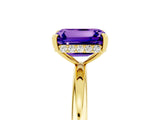 Yellow gold Emerald Cut Tanzanite Solitaire Ring with Thin Band and Four-Prong Setting_17