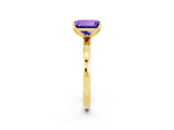 Yellow gold Emerald Cut Tanzanite Solitaire Ring with Thin Band and Prong Setting_14