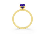 Yellow gold Emerald Cut Tanzanite Solitaire Ring with Thin Band and Prong Setting_15