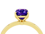 Yellow gold Emerald Cut Tanzanite Solitaire Ring with Thin Band and Prong Setting_16