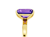Yellow gold Emerald Cut Tanzanite Solitaire Ring with Thin Band and Prong Setting_17