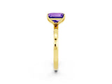 Yellow gold Emerald Cut Tanzanite Solitaire Ring with Thin Band and Prong Setting_26