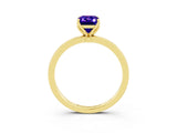 Yellow gold Emerald Cut Tanzanite Solitaire Ring with Thin Band and Prong Setting_27