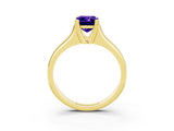 Yellow gold Emerald Cut Tanzanite Solitaire Ring with Wide Band and Prong Setting_3