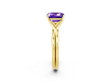 Yellow gold Emerald Cut Tanzanite Solitaire Twist Band Prong Setting Ring_38