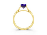 Yellow gold Emerald Cut Tanzanite Solitaire Twist Band Prong Setting Ring_39
