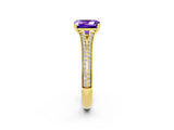 Yellow gold Emerald Cut Tanzanite Split Shank Engagement Ring with Pavé Band_2