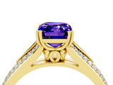 Yellow gold Emerald Cut Tanzanite Split Shank Engagement Ring with Pavé Band_4