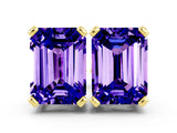 Yellow gold Emerald Cut Tanzanite Stud Earrings_18